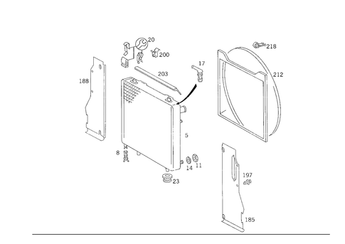 Radiator, Mounting, and Covering for 1986 Mercedes-Benz 300E #1