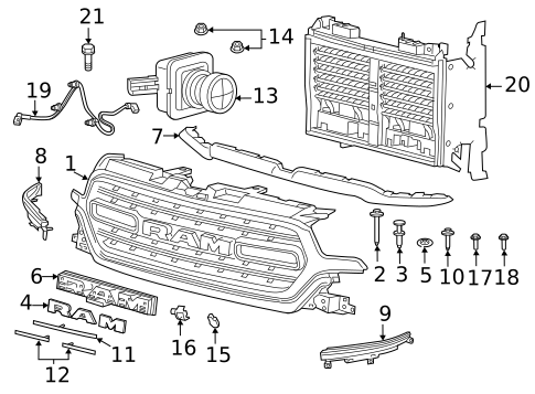 Grille & Components for 2020 Ram 1500 #0