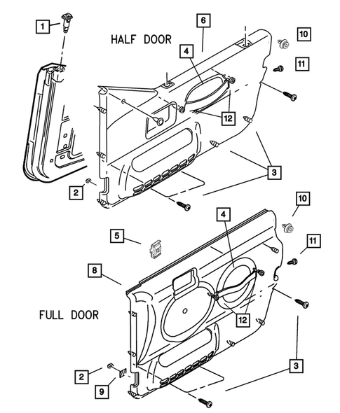 Door Trim Panels- Front and Rear for 2002 Jeep Wrangler #0