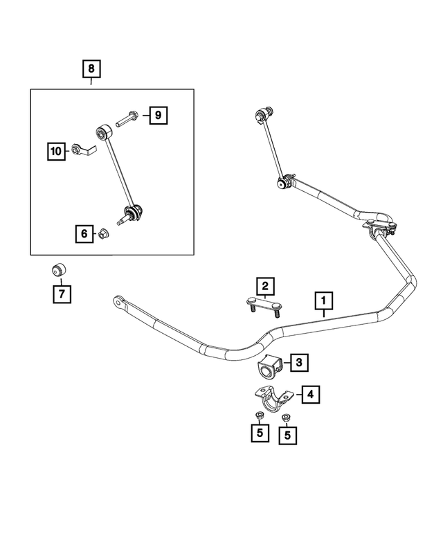 68160330AA - Rear Suspension: Rear Suspension Stabilizer Bar for Mopar Image