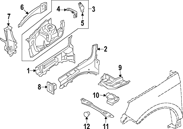 F2GZ16A298C - Body: Apron Panel Rear Bracket for Ford: Edge Image