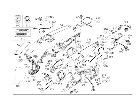 Instrument Panel and Gloves Compartment Box with Passenger Air Bag for 2012 Mercedes-Benz CLS63 AMG #0