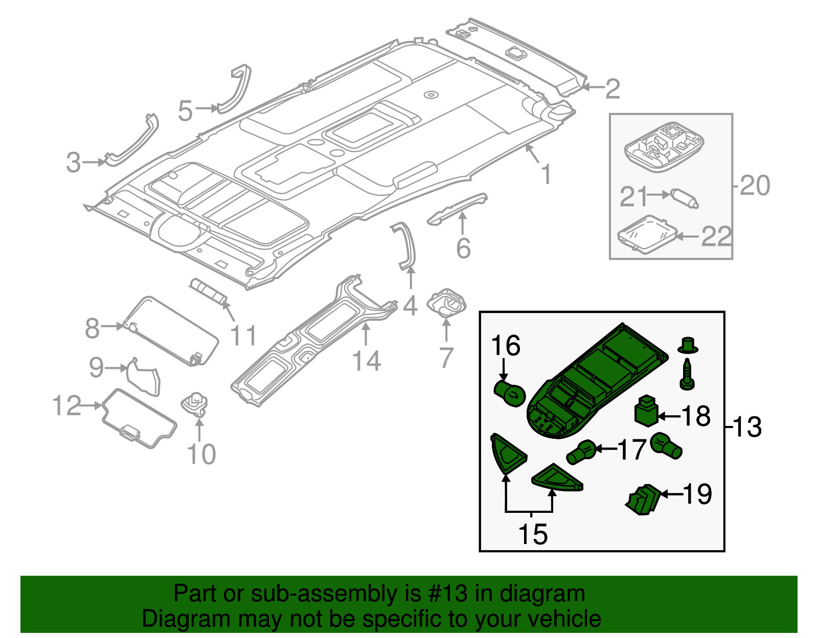 2009-2012 Nissan Armada Front Overhead Console Map Lamp