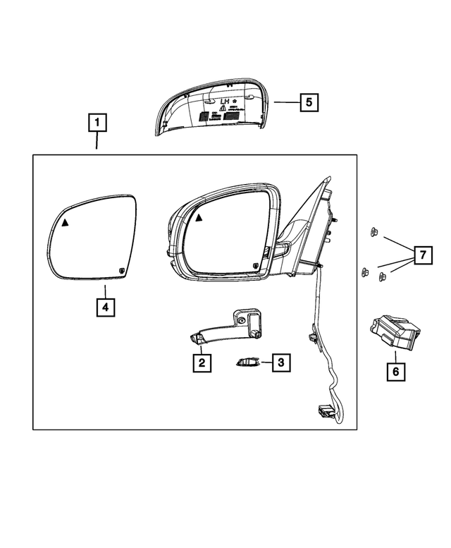 68325352AB - Doors, Door Mirrors and Related Parts: Outside Rearview Mirror, Right for Mopar Image