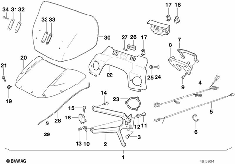 Motorcycle Trim Section, Windshield for 1987 BMW-Motorrad K 100 RT #1