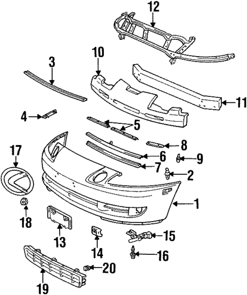 Bumper & Components - Front for 1993 Lexus SC300 #0