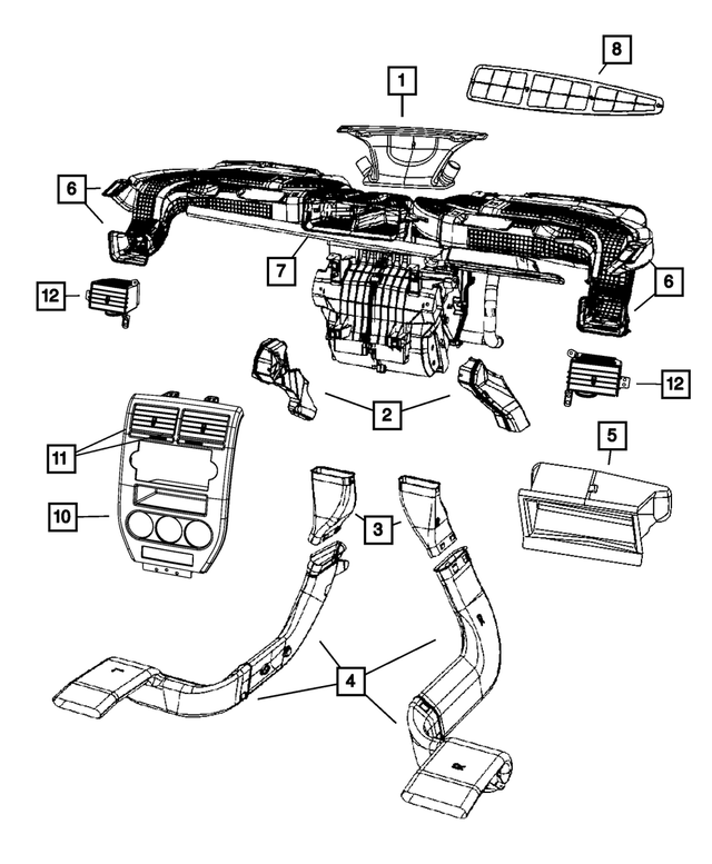 5191352AB - Air Conditioners and Heaters: A/c And Heater Duct, Right for Mopar Image