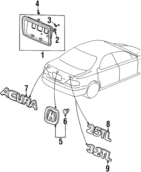 Exterior Trim - Trunk for 1997 Acura TL #0