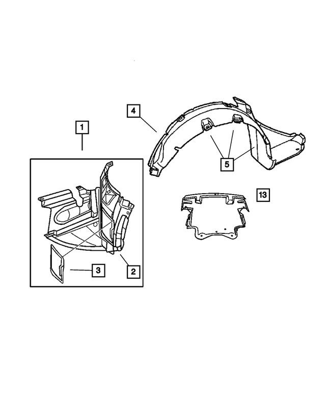5097998AA - Body Sheet Metal Except Doors: Wheel House Shield, Right for Mopar Image