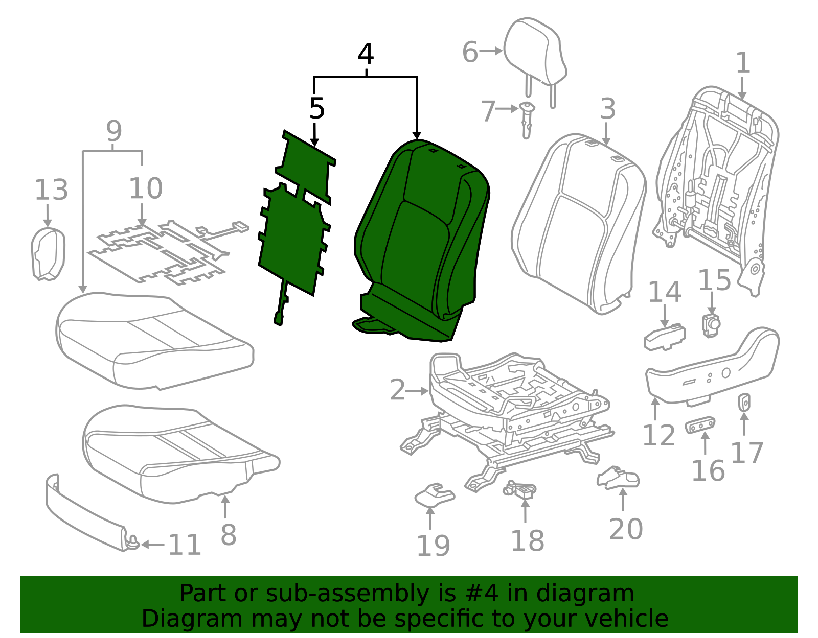 2011-2012 Lexus CT200h Seat Back Cover 71074-76071-A3 | OEM Parts