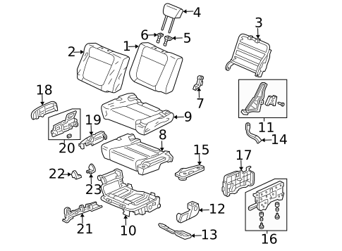 Rear Seat Components for 2008 Honda Element #0