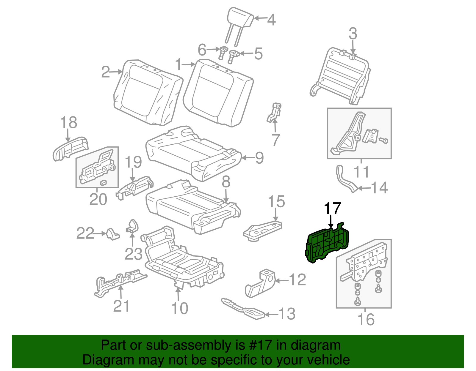 82229-SCV-A01ZD - Cover R Rear Seat Foot (Inner) *YR233L* (Titanium ...