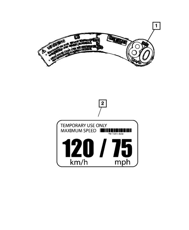 68229417AA - Labels: Space Saver Spare Warning Label for Mopar Image image