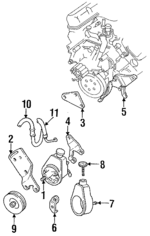 2951747 - Steering: Power Steering Pump Mount Bracket for Dodge: D150, D250, Ramcharger, W150, W250 Image