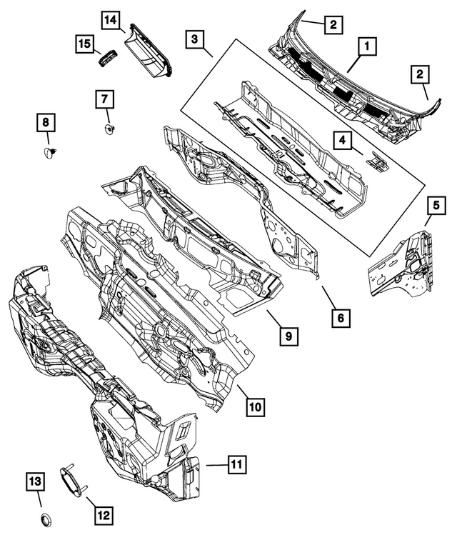 68362458AC - Body Sheet Metal Except Doors: Cowl Top Panel for Mopar Image