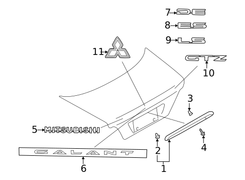 Exterior Trim - Trunk for 2002 Mitsubishi Galant #0