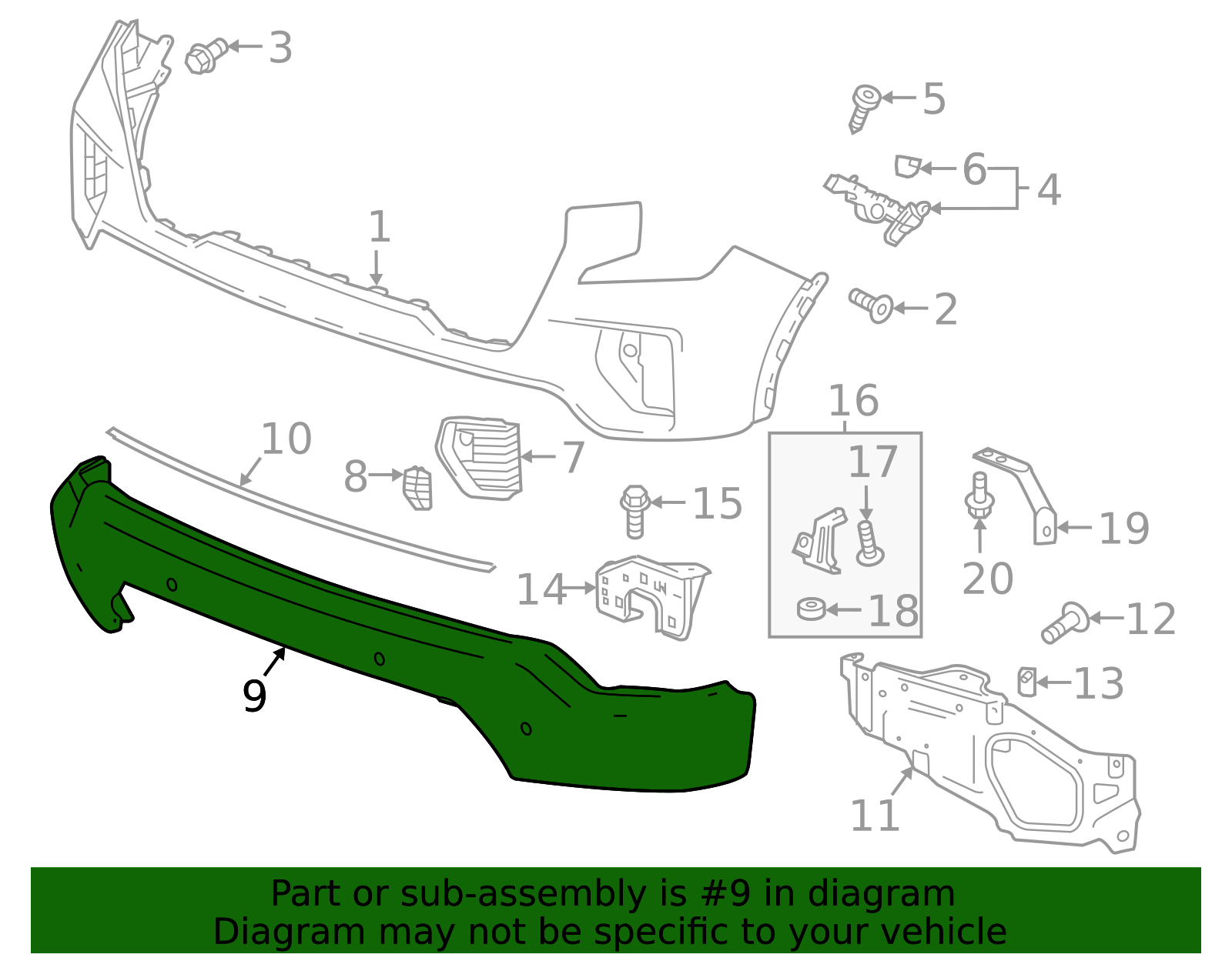 84482539 - Front Bumper Impact Bar 2019-2022 GMC | GM Parts Warehouse