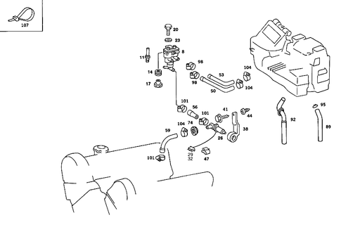 Heating Water Connection for 1986 Mercedes-Benz 560SEC #1