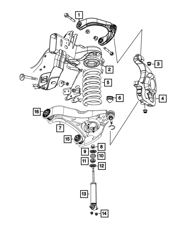 « 68449544AA – Front Suspension : Avant Fusee, Côté Droit pour Mopar Image »