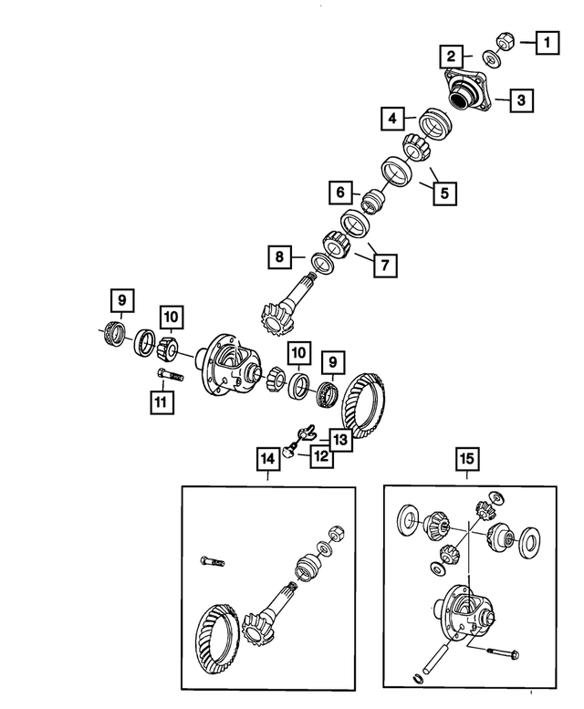 68283954AA - Rear Axle; American Axle 300 MM Dual Rear Wheels; Differential and Drive Line: Pinion Flange for Mopar Image