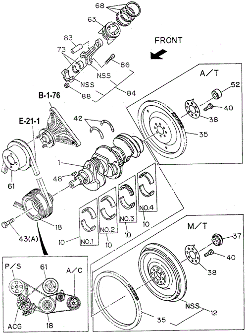 Crankshaft - Piston  - Flywheel for 1997 Honda Passport #0