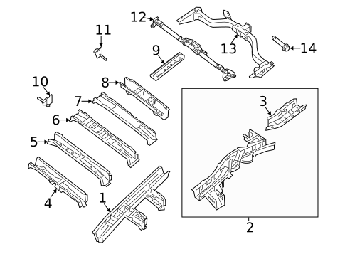Rear Floor & Rails for 2014 Nissan Pathfinder #1