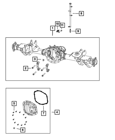 Rear Axle: Housing, Differential and Vent for 2021 Jeep Gladiator #1