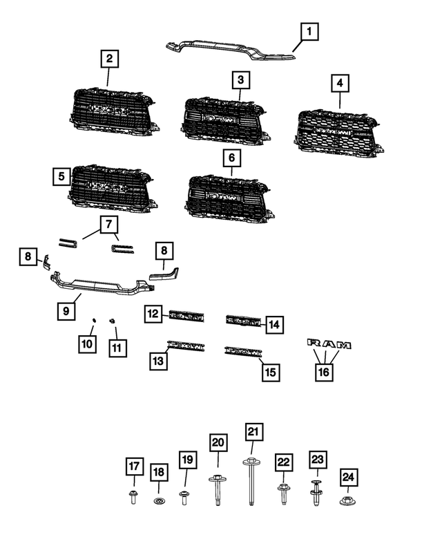 68445752AA - Exterior Ornamentation: Radiator Grille for Mopar Image