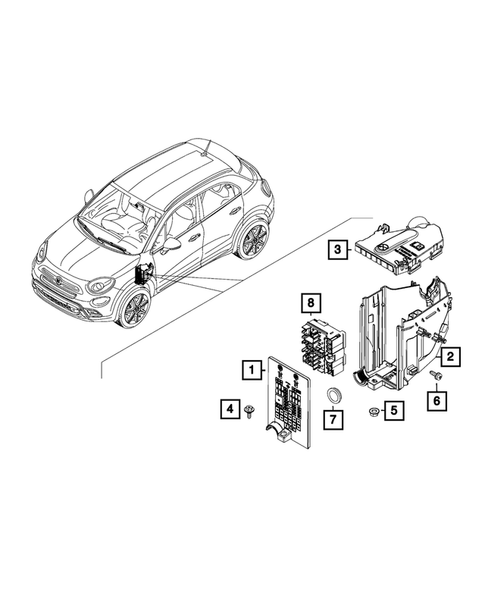 Power Distribution Center, Fuse Block, Junction Block, Relays and Fuses for 2018 Fiat 500X #0