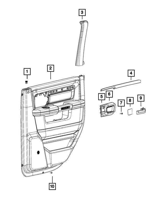 1VY571U7AH - Interior Trim: Rear Door Trim Panel, Left for Mopar Image