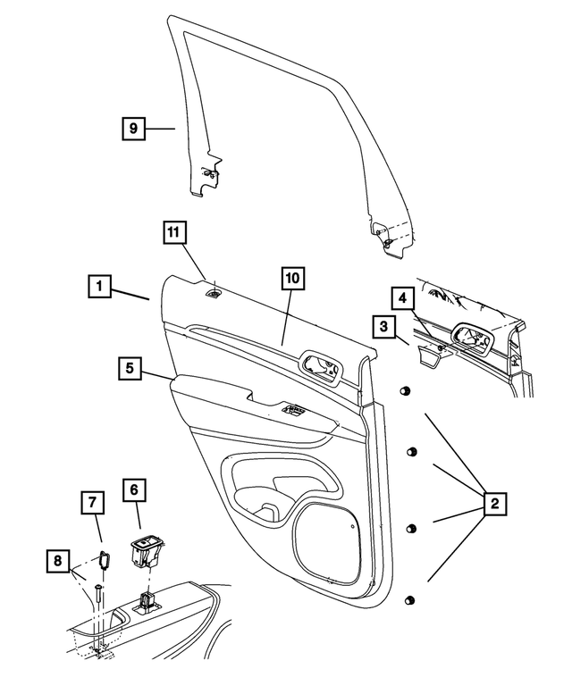 1VU071XTAB - Interior Trim: Rear Door Trim Panel, Left for Mopar Image
