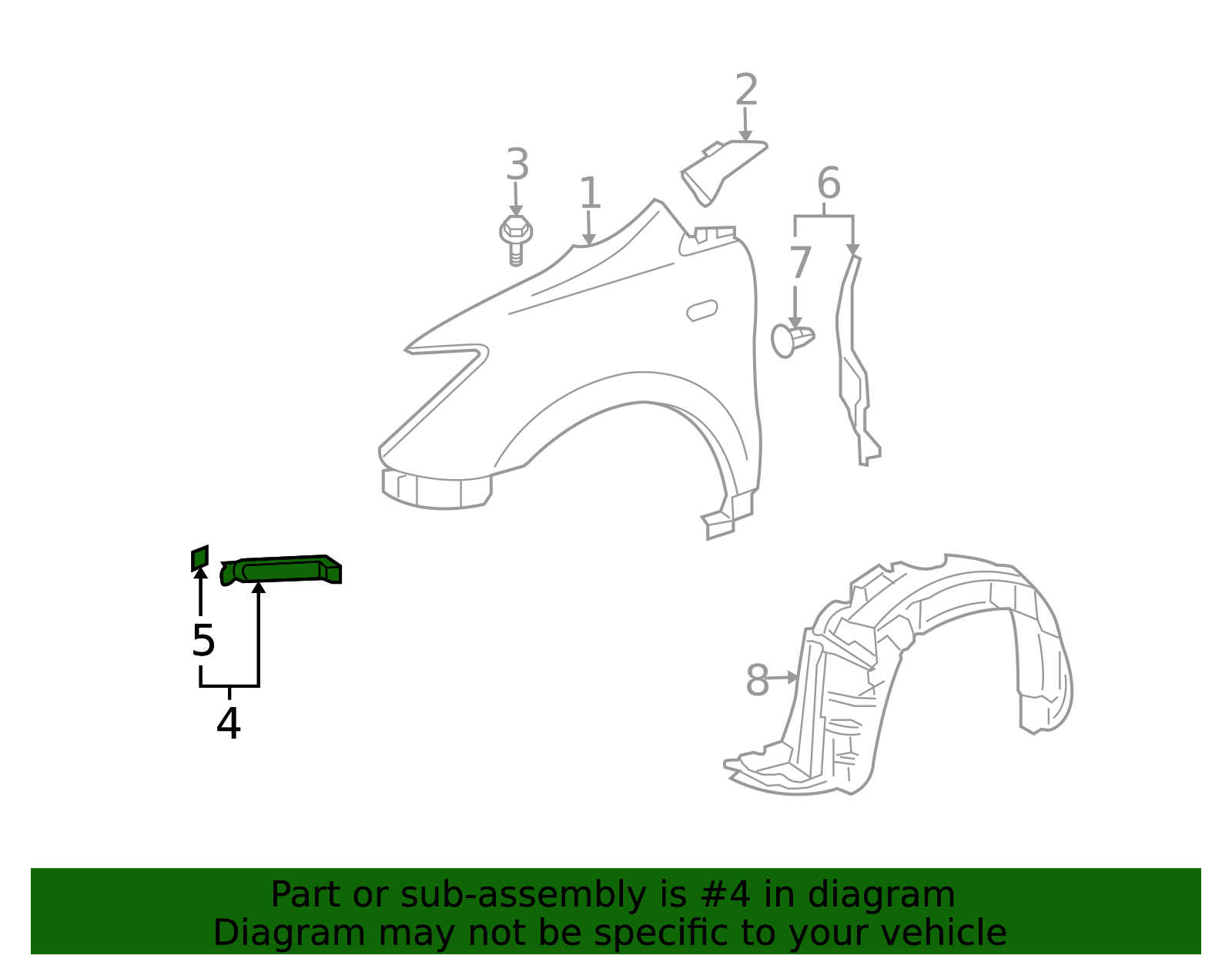 2004-2006 Scion xA Fender Reinforcement Bar 53831-52020 | Toyota Parts ...