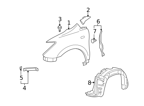 Fender & Components for 2005 Scion xA #0
