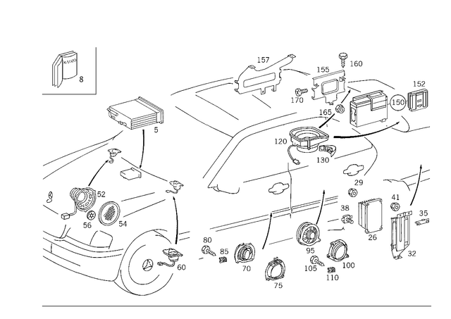 38206086 - Electrical System: Radio for Mercedes-Benz: 300TE, 500SL, 600SL, C220, C230, C280, C43 AMG Image image