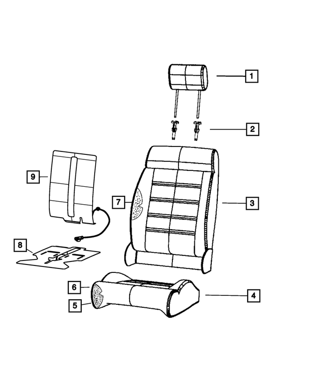 6CG28XR4AB - : Front Seat Cushion Cover, Right for Mopar Image