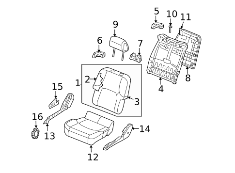 Passenger Seat Components for 2006 Nissan Xterra #0
