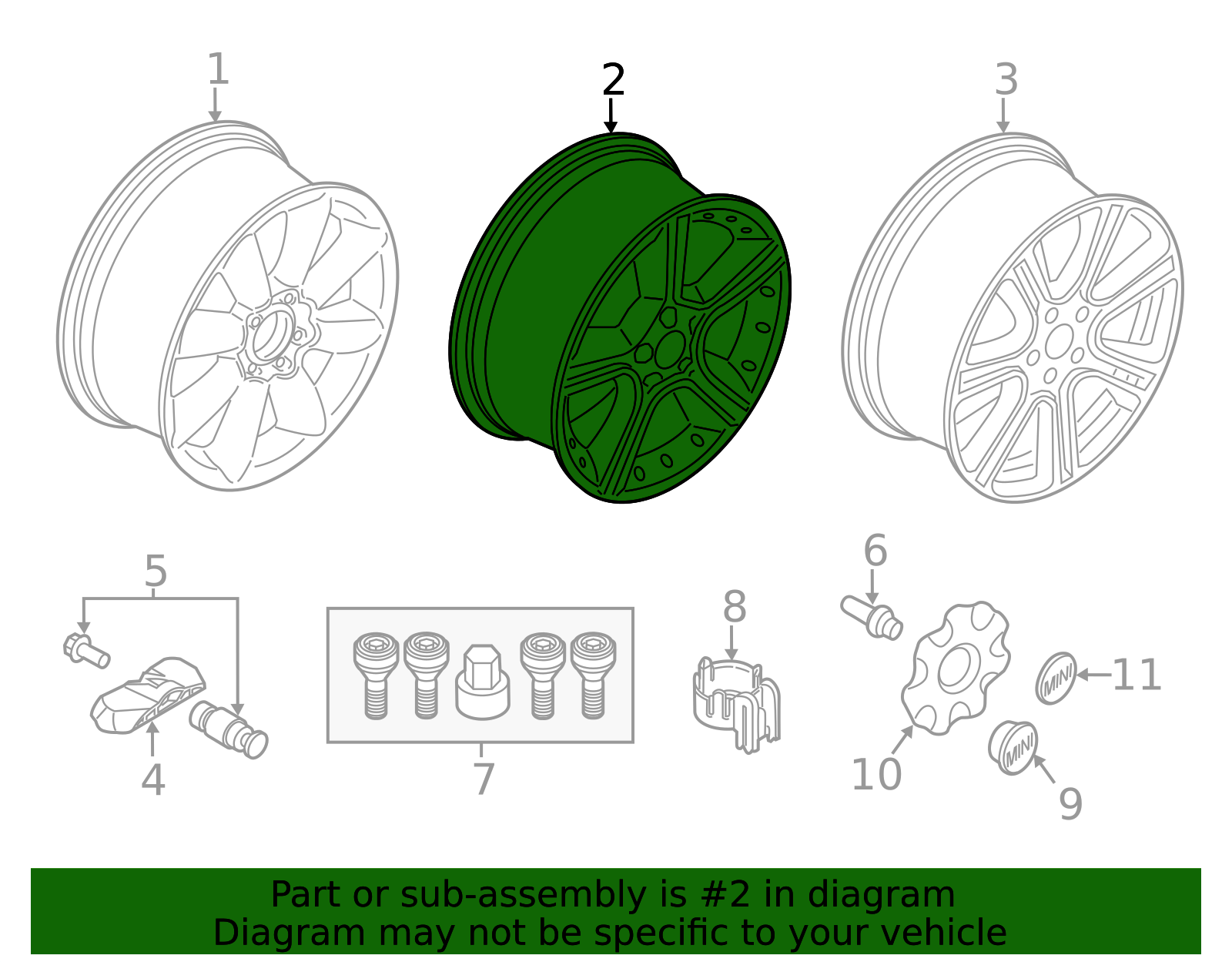2013-2016 Mini 18 Inch Double Spoke Single Wheel Rim Only 36-10-9