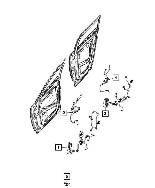 68593403AD - Electrical: Front Door Wiring, Right for Jeep: Cherokee, Wagoneer S Image