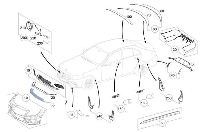2058803000 - Exterior Detachable Parts: Trim, Bumper for Mercedes-Benz: C350e, C400, C450 AMG, C63 AMG Image