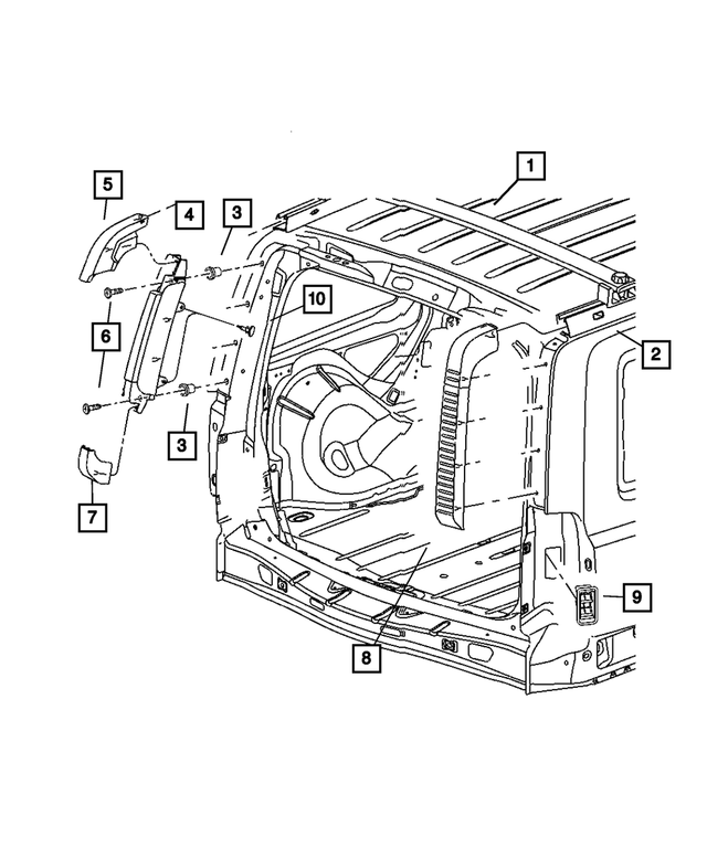 55156984AE - Exterior Ornamentation: Roof Rail, Right for Mopar Image