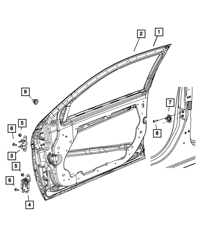 5008844AK - Doors, Door Mirrors and Related Parts: Front Door, Right for Mopar Image image
