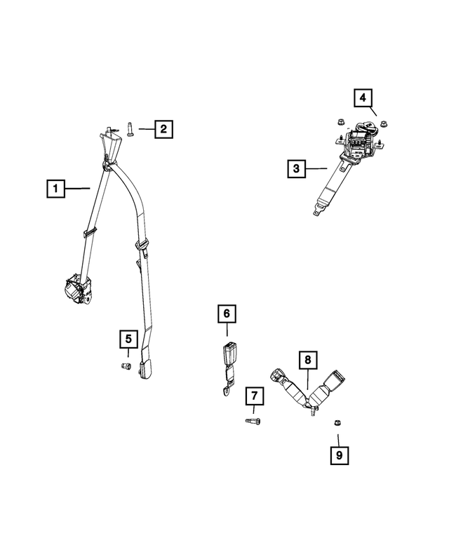 ZV73DX9AD - Restraints: 2nd Rear Outer Seat Belt, Left for Mopar Image