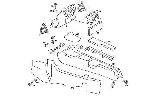 Housing Below Instrument Panel, and Housing with Tray for 1988 Mercedes-Benz 190 E #5