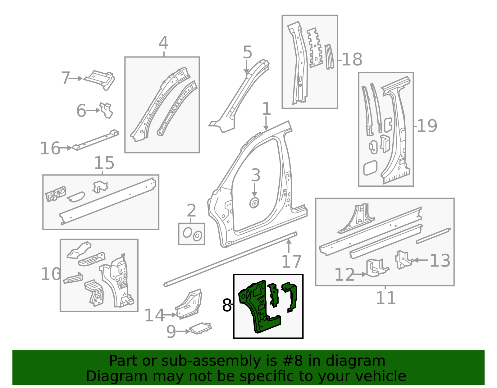 2014-2017 GM Driver Side Body Hinge Pillar Inner Panel 23126944 ...