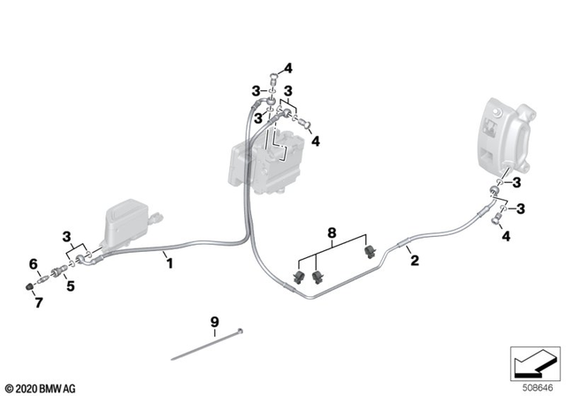 34328414936 - Brakes: Brake Pipe Control Circuit, Rear -  for BMW-Motorrad Image