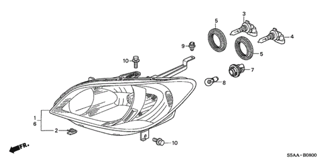 Headlight for 2004 Honda Civic #0