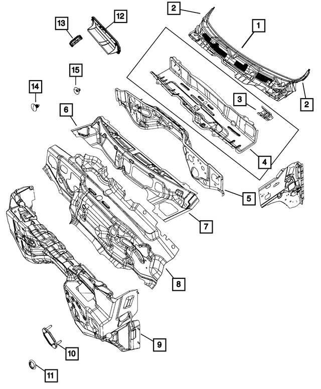 68362458AC - Body Sheet Metal Except Doors: Cowl Top Panel for Mopar Image