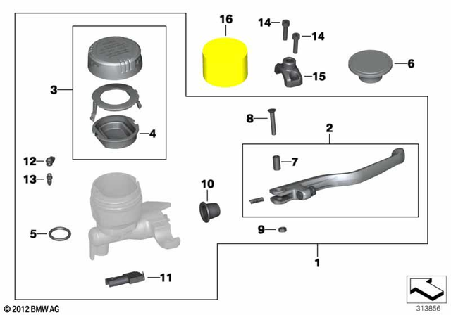 32727723459 - Steering: Set of Caps, Fluid Reservoir, Brakes -  for BMW-Motorrad Image