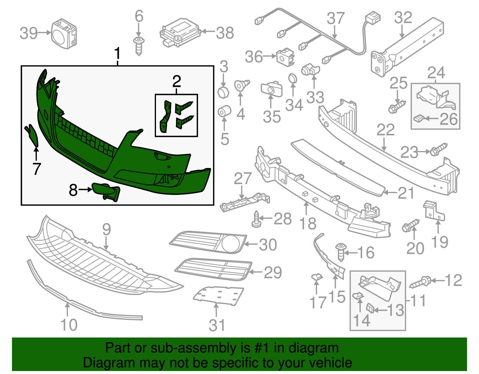 2011-2014 Audi A8 Quattro Bumper Cover 4H0-807-065-E-GRU