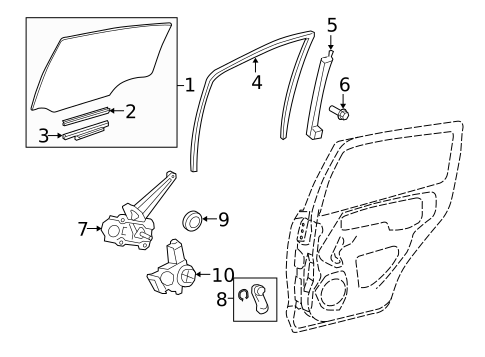 Glass - Rear Door for 2017 Toyota Yaris #0